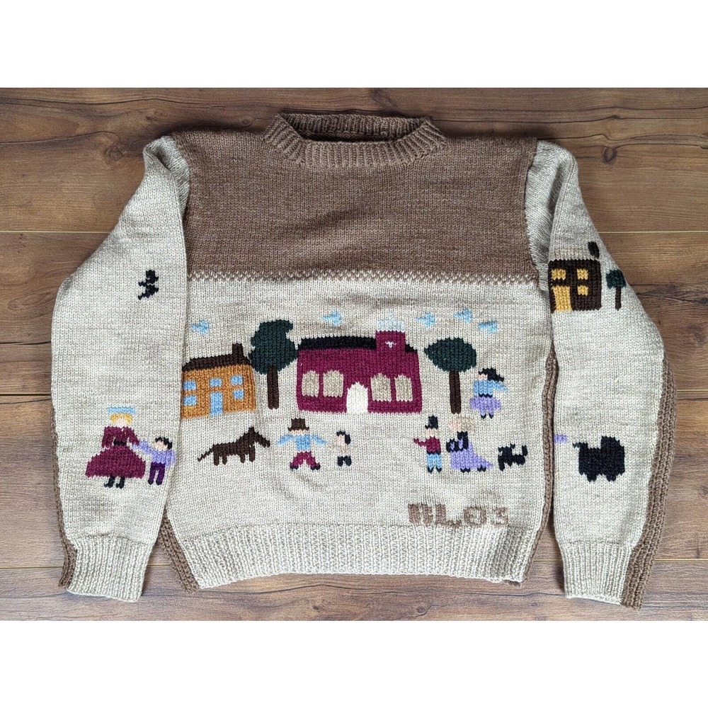 Vintage 80s Ralph Lauren Polo Wool Sweater Scenic Church Small/Medium Crewneck